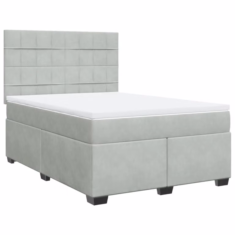 Giroletto a Molle con Materasso Grigio Chiaro 140x200cm Velluto
