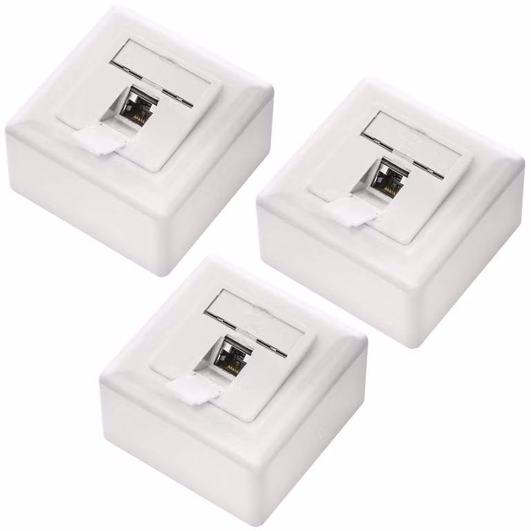 deleyCON, connettore di rete universale CAT6a, 1 porta RJ45, schermato, confezione da 3 pezzi, bianco