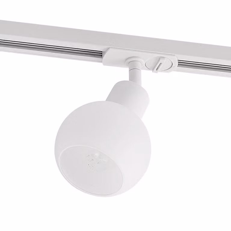Faretto su binario Lindby Linaro, E14, bianco, Ø 10 cm, monofase