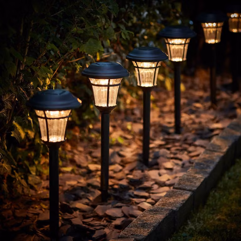 Set di 6 lampade solari a LED, luce bianco caldo, 42,5 cm, per giardino e terrazza