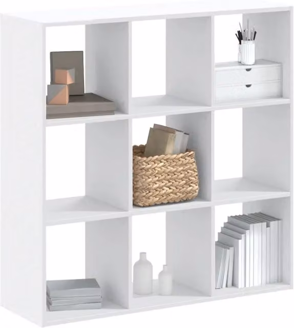 Libreria-Scaffale per Libri-Mobile di Stoccaggio Bianca 102x32x102 cm in Legno Multistrato