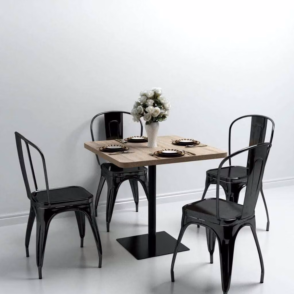 Maison Exclusive - Tavolino da bistrot in MDF e acciaio, quadrato, 80x80x75 cm, effetto rovere
