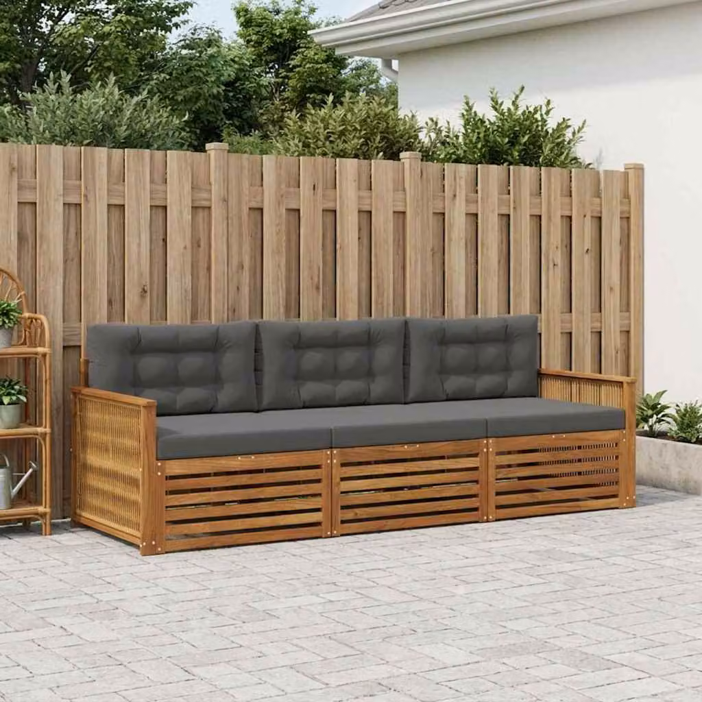 Set di divani da esterno vidaXL in legno di acacia con cuscini, colore beige e antracite