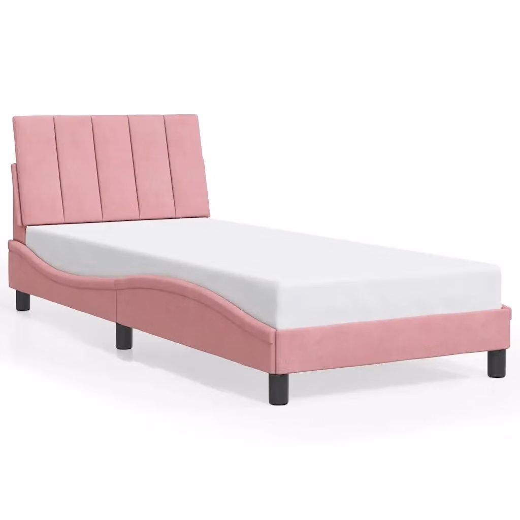 Giroletto Hanko vidaXL in Velluto Rosa con Doghe in Legno L/P/H: 90 x 200 cm – 2
