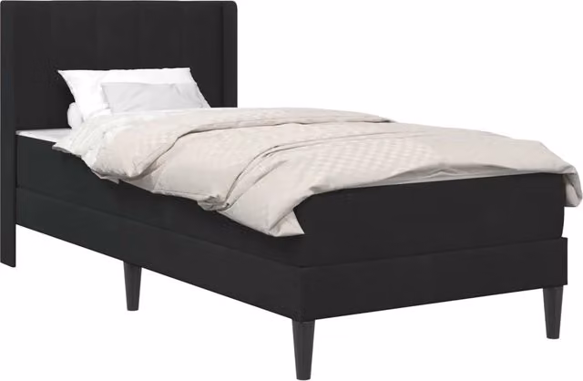 Letto singolo | Letto per adulti | Struttura letto con materasso Nero 80 x 200 cm Velluto