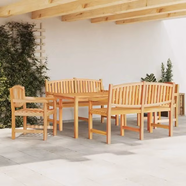 Set da pranzo per giardino vidaXL in legno di teak marrone composto da 5 pezzi