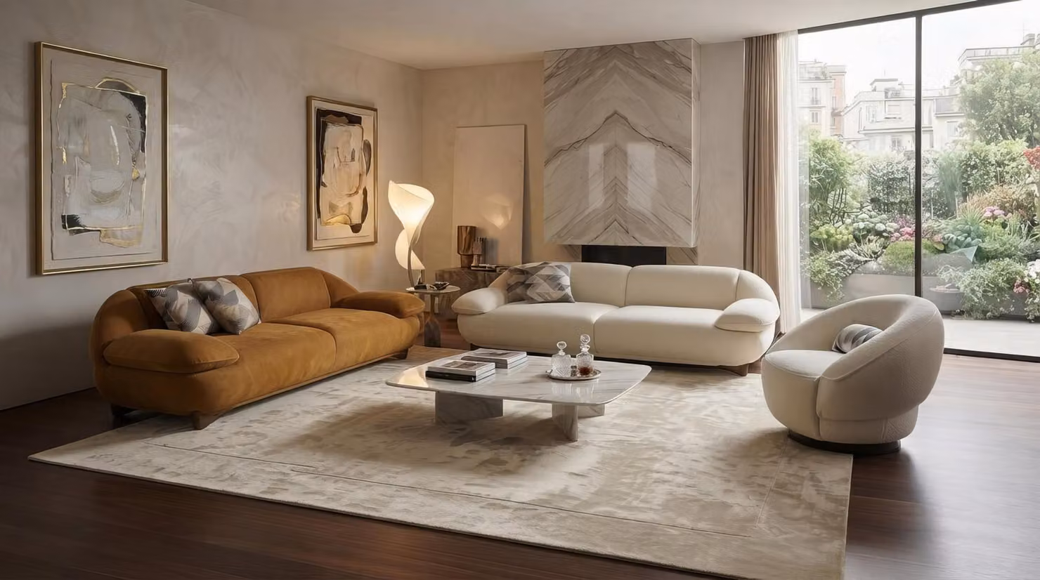 Sofa Garnitur 4-Sitzer 3-Sitzer Sessel Modern Mehrfarbig Couch