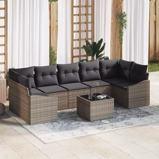 Set di divani 8 pz Grigio polyrattan 3355308
