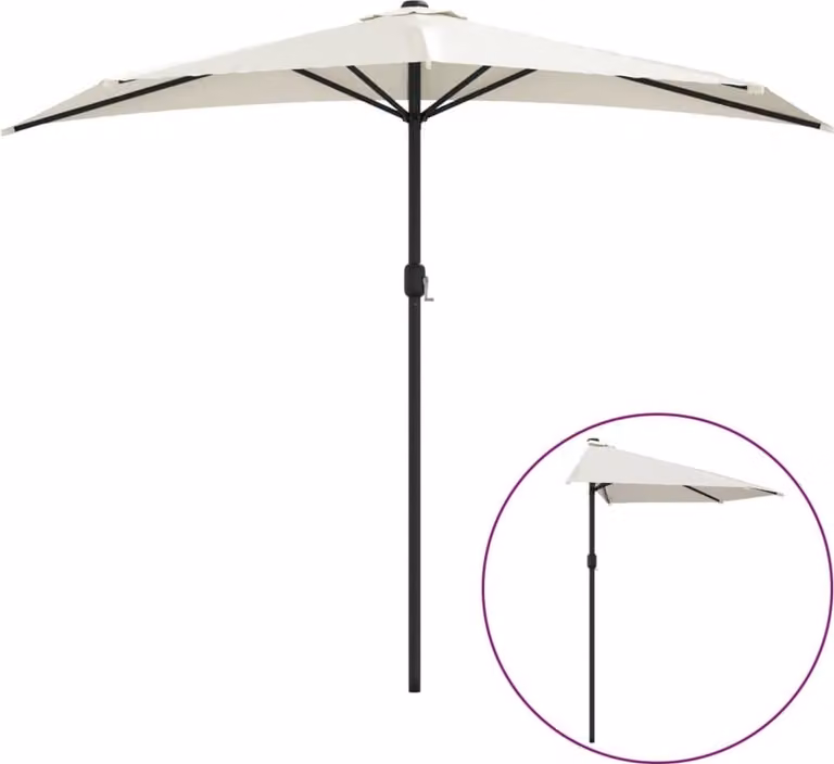Ombrellone Balcone Palo in Alluminio Sabbia 270x144 cm a Metà