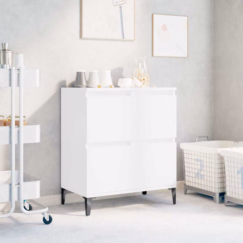 Credenza bianca vidaXL a parete in legno e metallo L: 60 cm, P: 35 cm, H: 70 cm