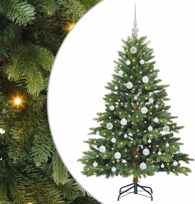Albero di Natale artificiale con 150 LED Verde 150 cm PE e PVC