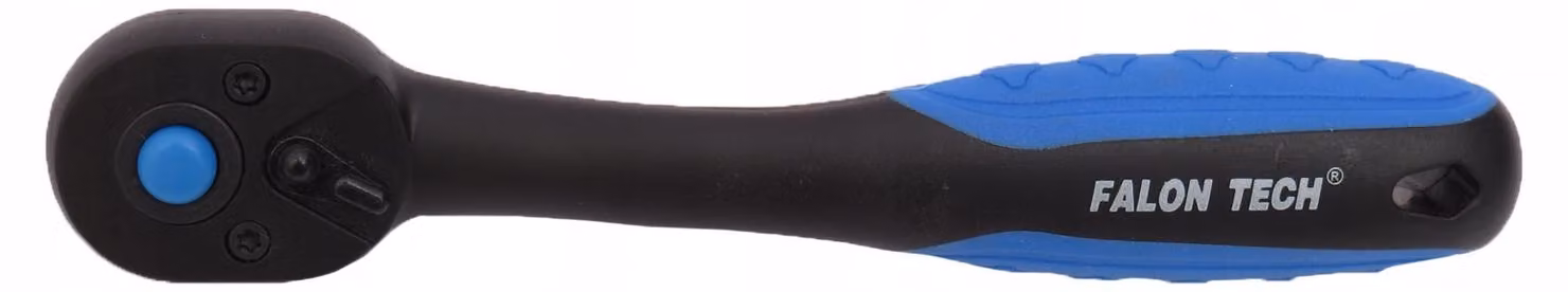 Chiave a cricchetto curva da 1/4", 72 denti, marca Falon-Tech, realizzata in acciaio CRV