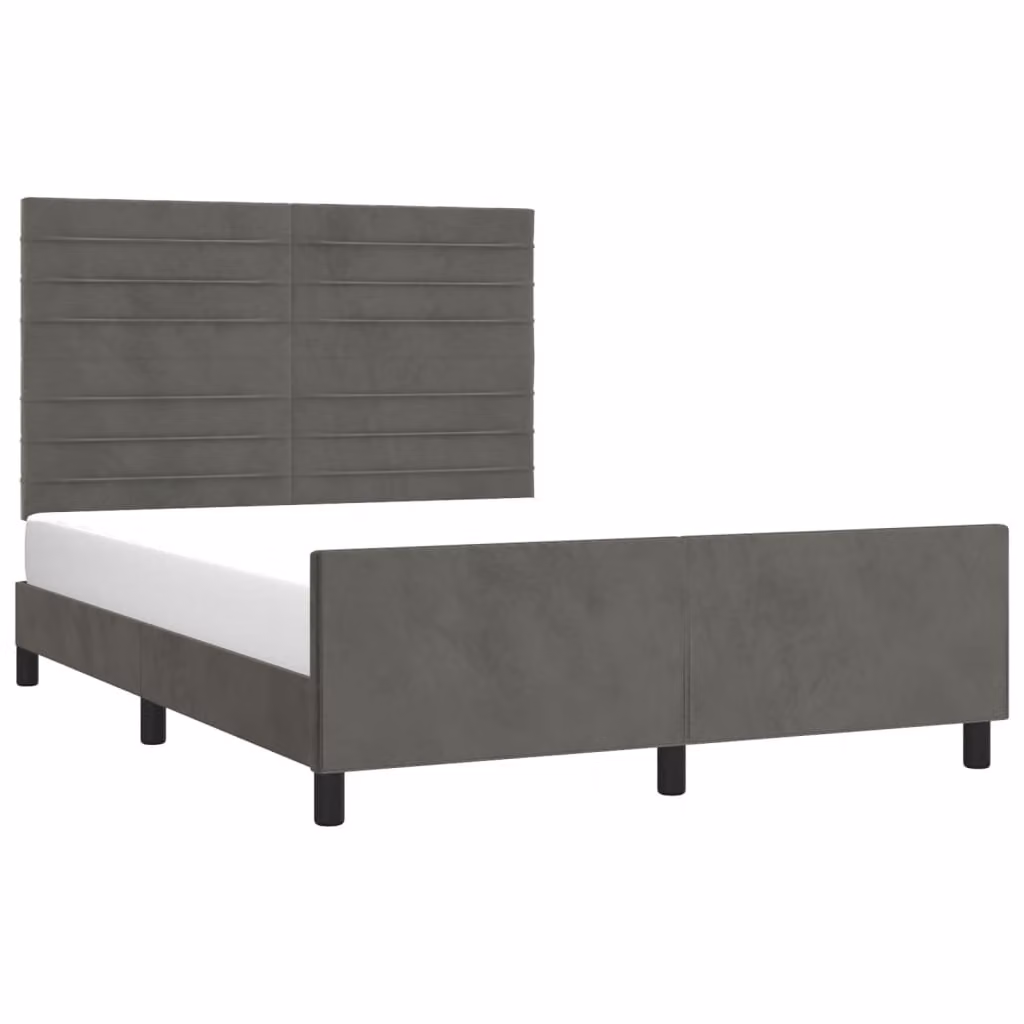 Giroletto senza Materasso Grigio Scuro 140x200 cm Velluto