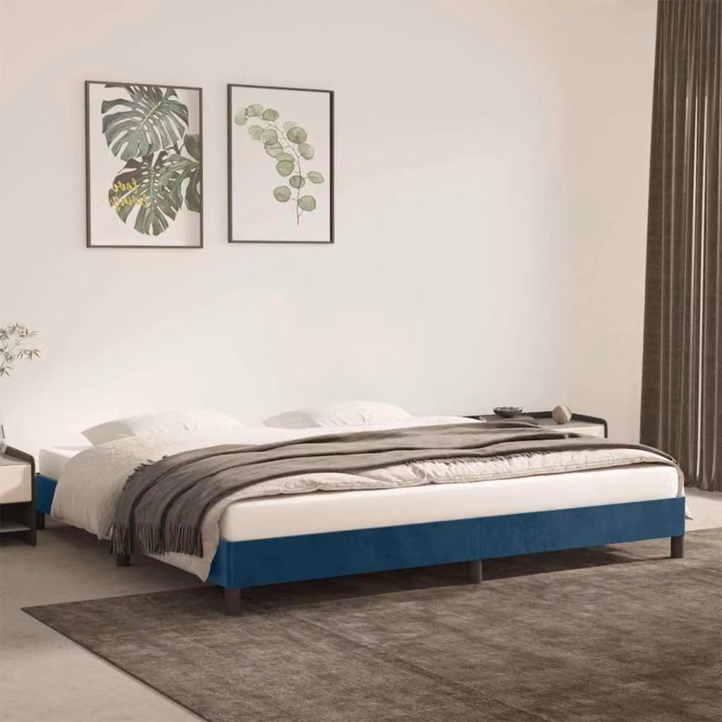 vidaXL Giroletto in Velluto Blu Scuro con Struttura Imbottita L/P/H: 200 x 200 x 140 cm
