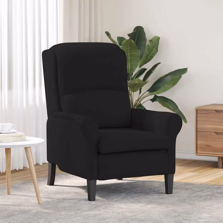 Poltrona moderna vidaXL in microfibra nera con braccioli, L: 76 cm, P: 94 cm, H: 102 cm