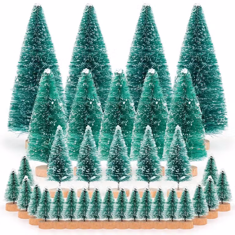 Mini alberi di Natale, 34 pezzi, 4 dimensioni, decorazioni per tavola, fai da te, da 4,5 cm a 12,5 cm