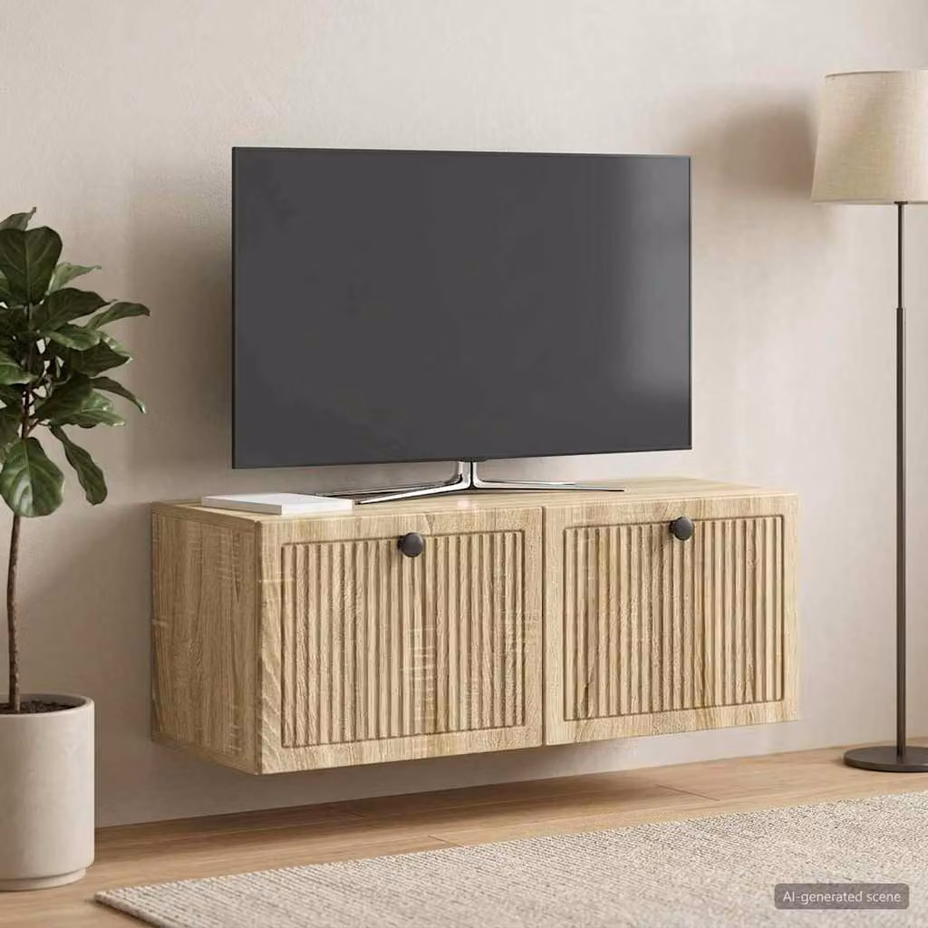 vidaXL Mobile Porta TV da Muro Moderno in Rovere Sonoma Marrone L: 78,5 cm, P: 31 cm, H: 30 cm