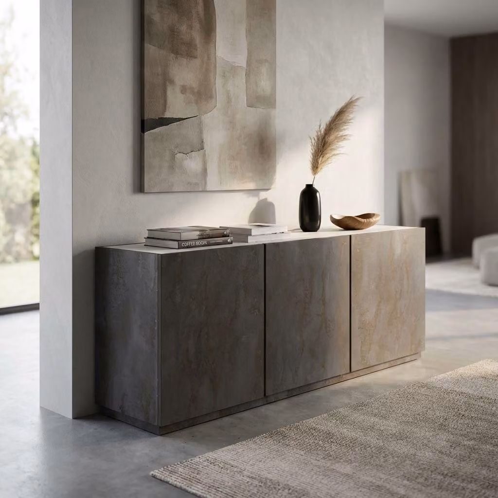 Milani Home - madia credenza moderna 4 ante ammortizzate 200 x 50 x 79 cm, antracite, truciolare bilaminato