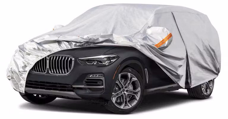 Copertura per auto a 6 strati, impermeabile e traspirante, per SUV di lunghezza compresa tra 485 e 510 cm, colore argento, realizzata in alluminio