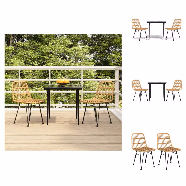 vidaXL Set da pranzo da giardino 3 pezzi in rattan - Set di mobili da giardino