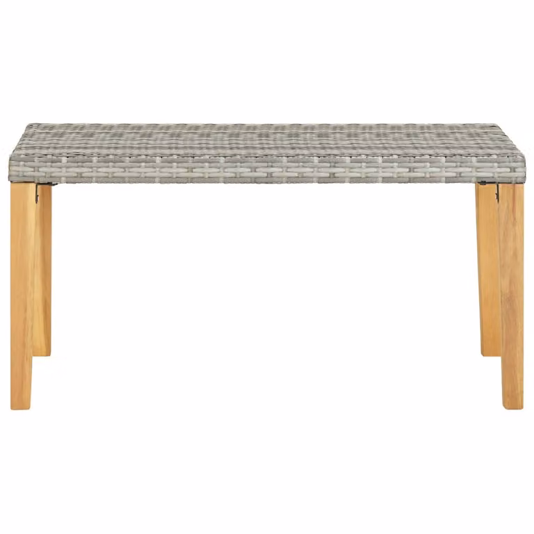 Panchina da giardino 120 cm in poly rattan grigio e legno massiccio di acacia