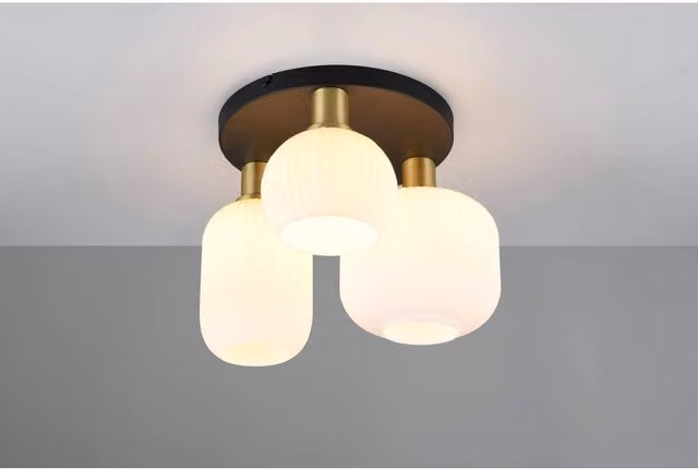 Plafoniera Diva Trio Leuchten a 3 Luci in Vetro e Ottone, D.30 x H 28,6 cm