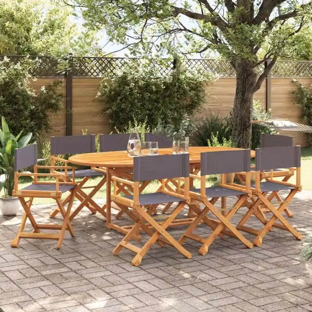 Set di 8 sedie pieghevoli in tessuto grigio scuro 3208915
