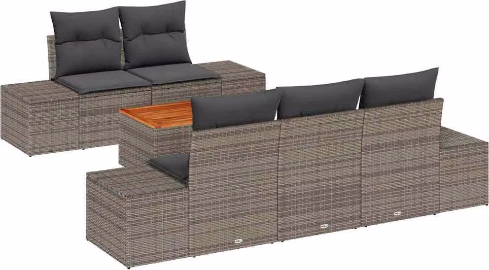 Set Divano da Giardino 6 pcs Grigio polyrattan