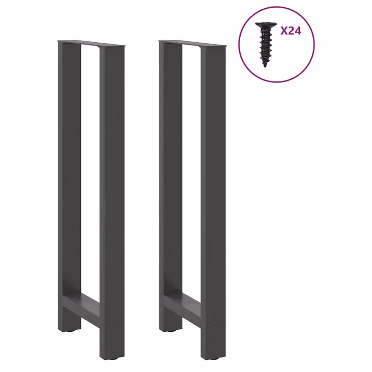 Coppia di gambe per tavolo da bar vidaXL in metallo laccato antracite, L/P/H: 50 x 50 x 111 cm