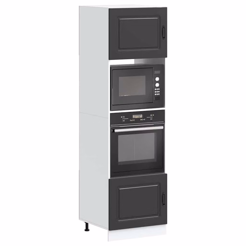 Set di 2 armadi per forno vidaXL Kalmar neri in legno multistrato e MDF con ante a battente