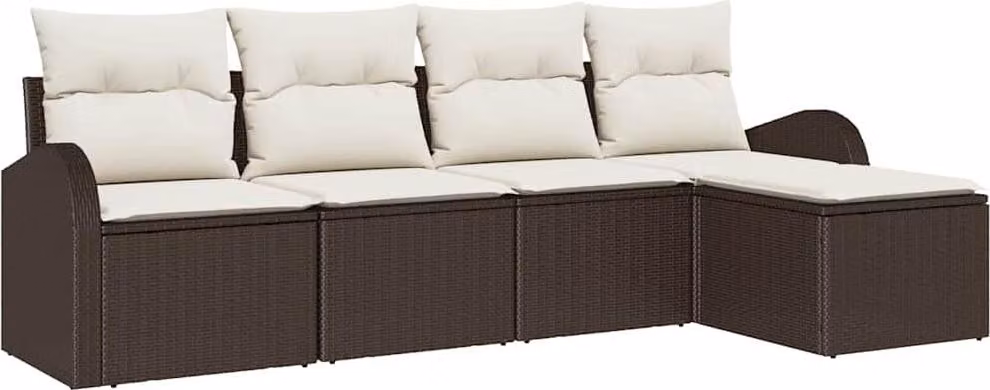 Set Divano da Giardino 5 pcs Marrone polyrattan