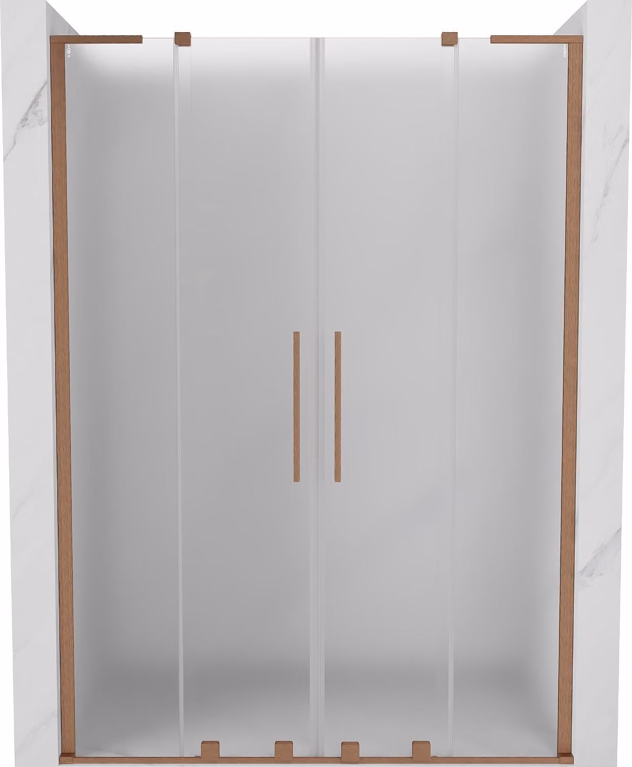 Mexen Velar L Duo porte doccia scorrevoli 150 cm, smerigliato, rame spazzolato - 871-150-003-32-65