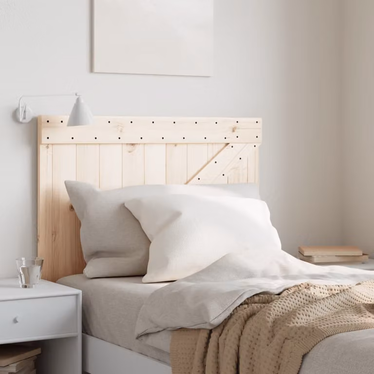 Testiera per letto vidaXL in legno massello di pino naturale stile rustico L: 90 cm, H: 104 cm