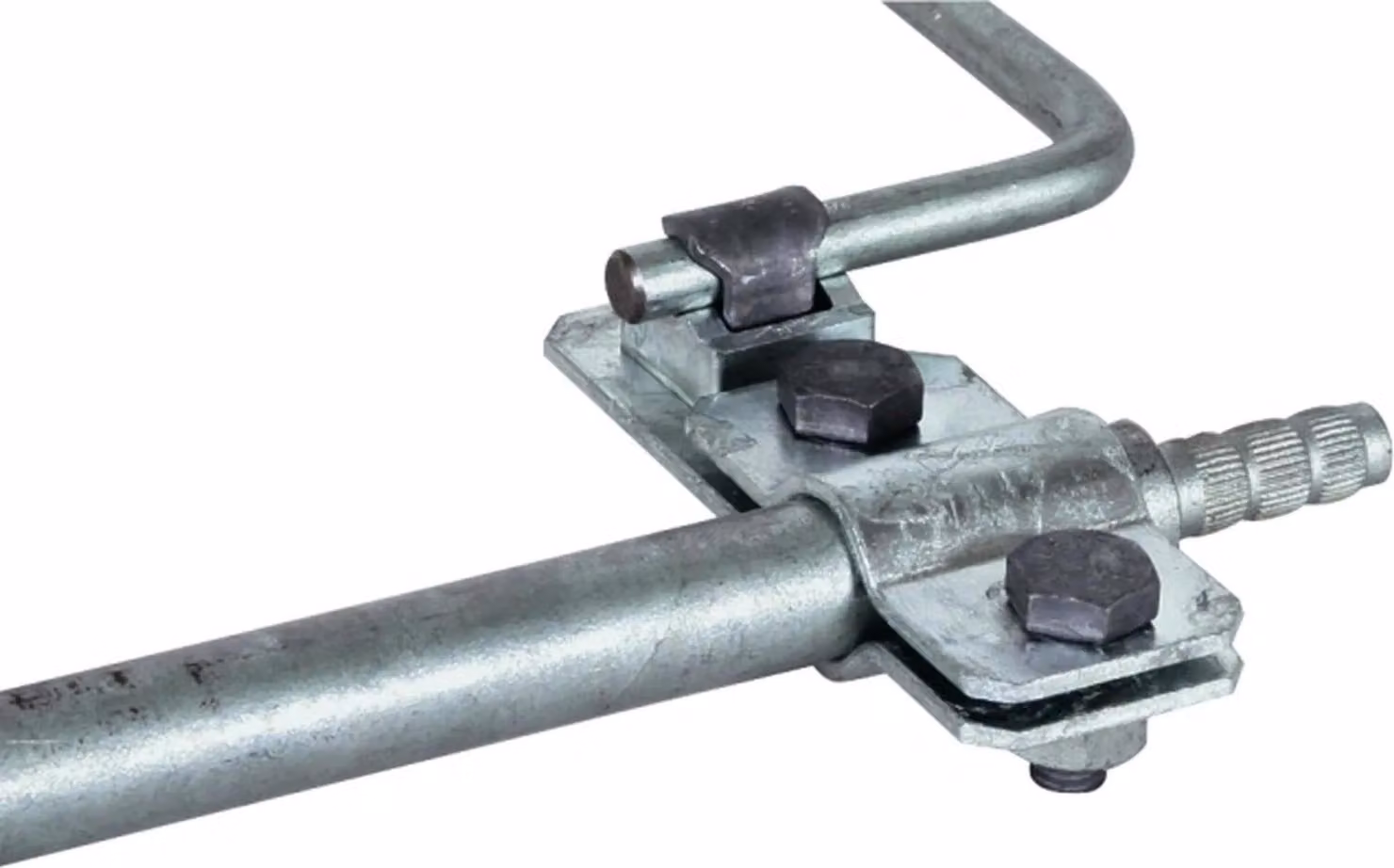 Morsetto di collegamento DEHN TE, St/tZn, per D 20 mm, su un lato, con connettore KS, per Rd 7-10 mm, 1 pz.