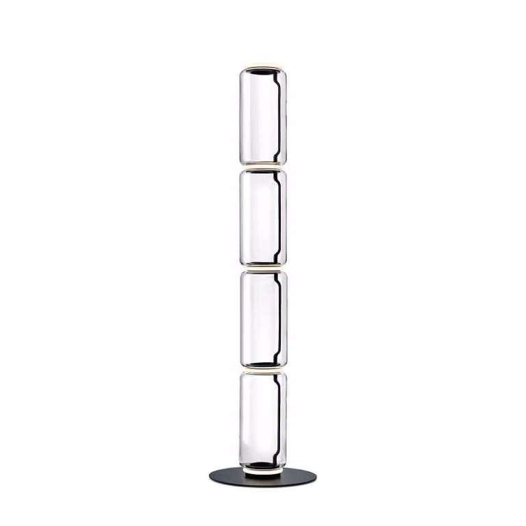 Flos - Noctambule Floor 4 High Cylinder Big Base - Lampada da terra - Nero