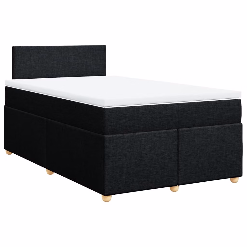 Giroletto a Molle con Materasso Nero 120x190 cm in Tessuto