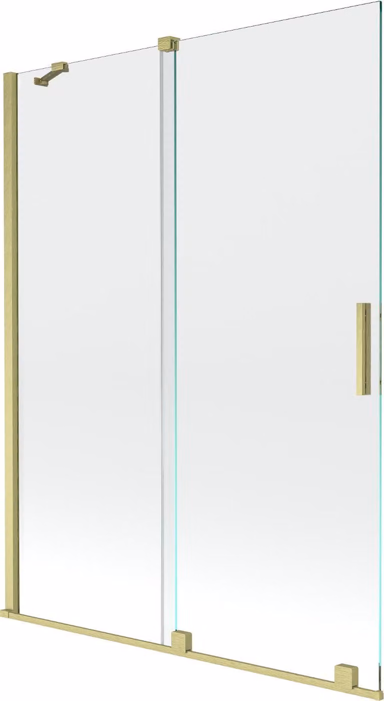 Mexen Velar paratia per vasca da bagno scorrevole a 2 ante 130 x 150 cm, trasparente, oro spazzolato - 896-130-000-01-55
