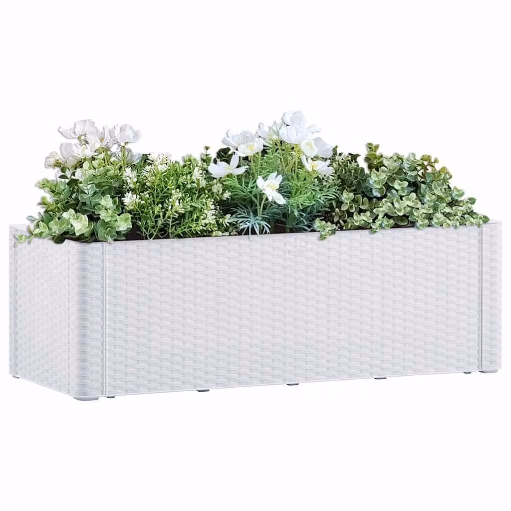 vidaXL Letto Rialzato da Giardino con Sistema di Irrigazione in Plastica WPC, Bianco