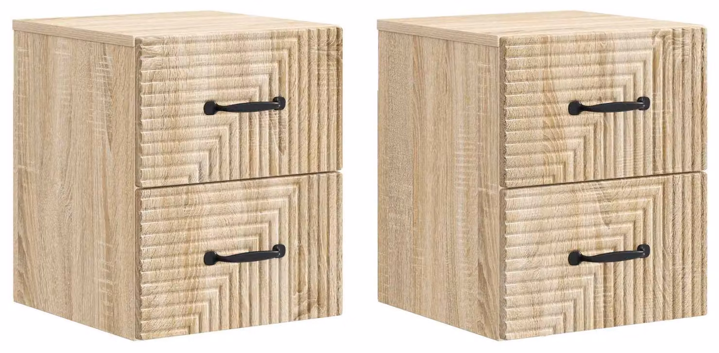 Mobiletto da notte a muro 2 pcs Rovere Sonoma 34,5 x 33 x 40 cm