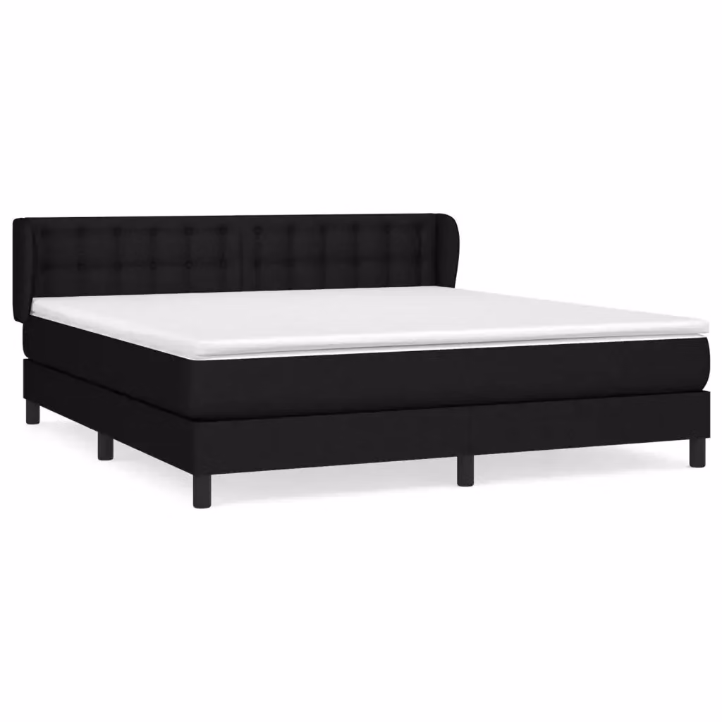 Letto Ibrido vidaXL con Giroletto a Molle e Materasso in Tessuto Nero e Bianco L/P/H: 160 x 200 x 25 cm – 2