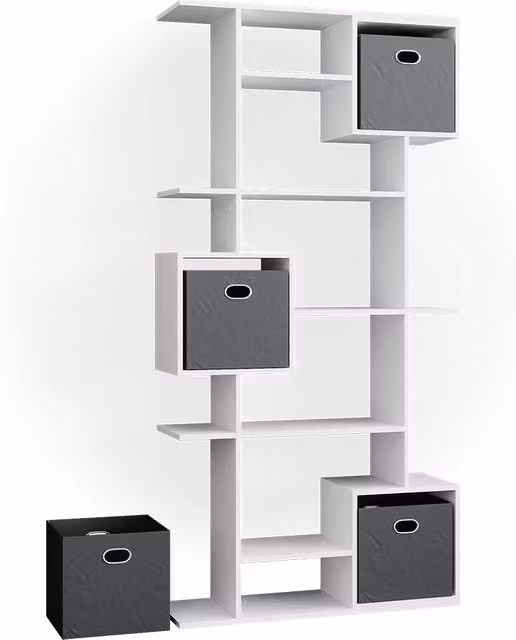 Scaffale Cube Bianco 92 x 187.7 cm con 2 scatole pieghevoli Vicco