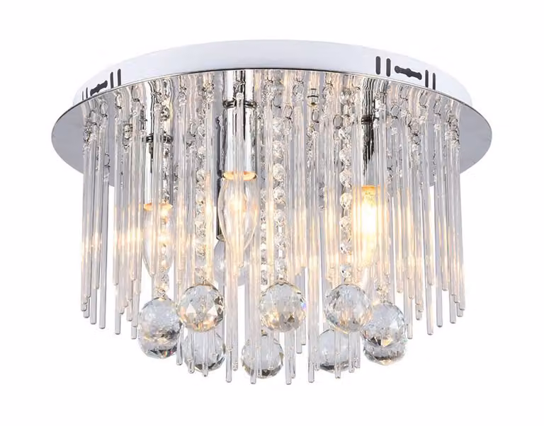 V-TAC Lampadario da soffitto design a Cristalli con Portalampade E14x5 Colore Argento H400xD240mm - 23359