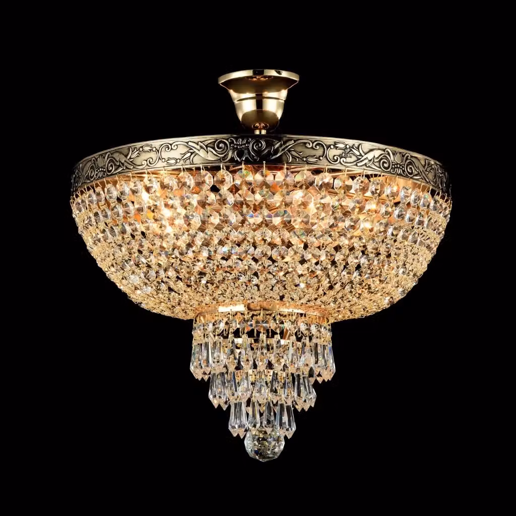 Lampadario Royal Classic GIORDANOSHOP in metallo e cristallo color oro antico – 2