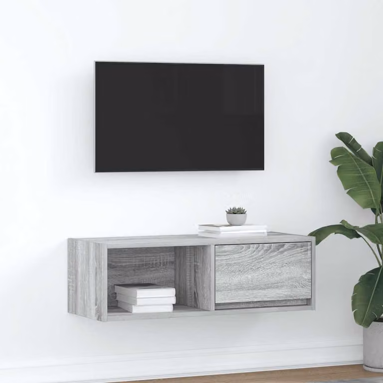 vidaXL Mobile Porta TV Grigio Sonoma in Legno Multistrato L: 80 cm, P: 31 cm, H: 25,5 cm