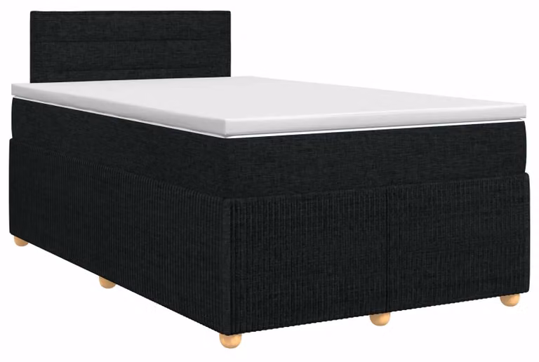 Letto a molle con materasso nero 120 x 200 cm in tessuto