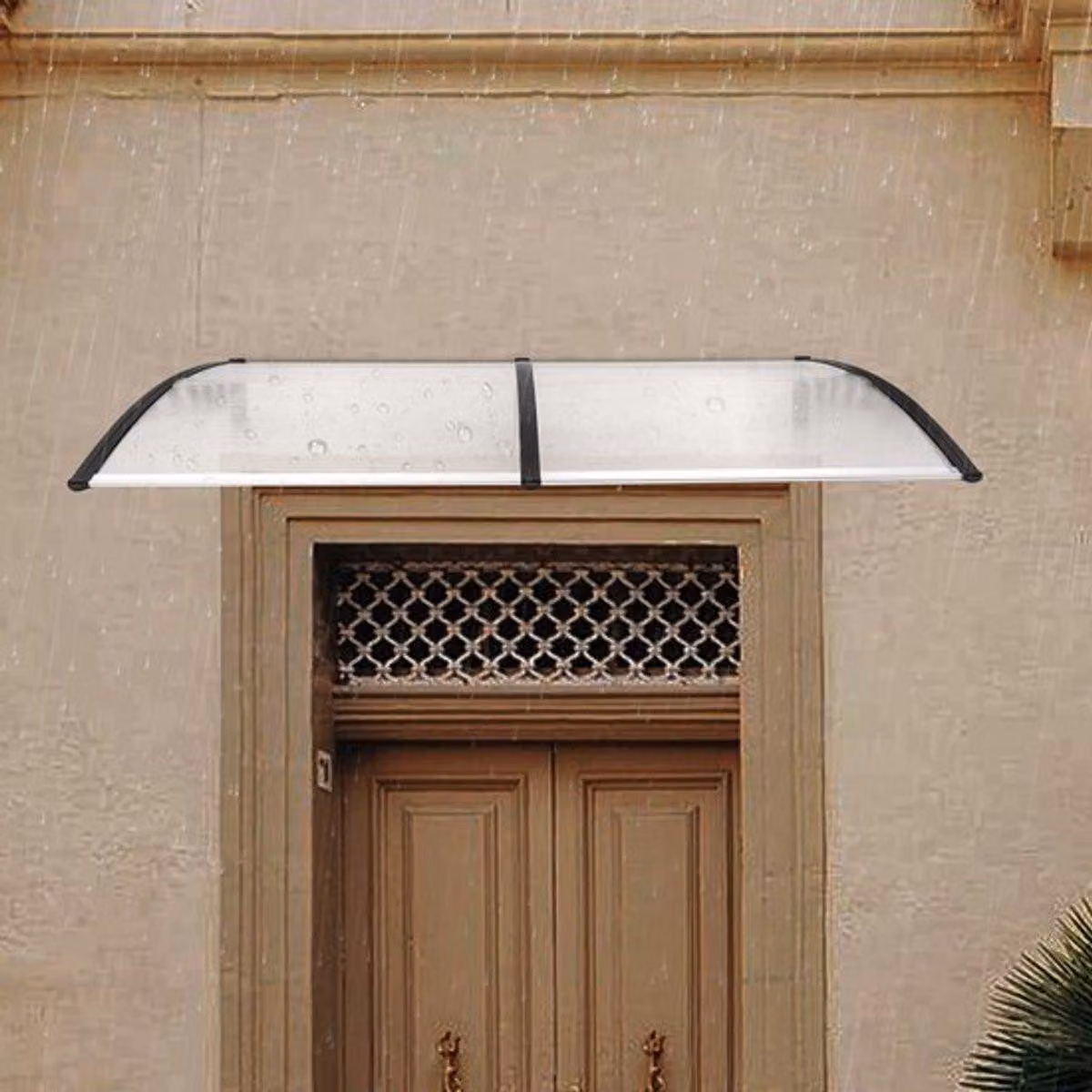 Tenda da ingresso trasparente di 200x100 cm, con struttura in acciaio inossidabile e copertura resistente alle intemperie