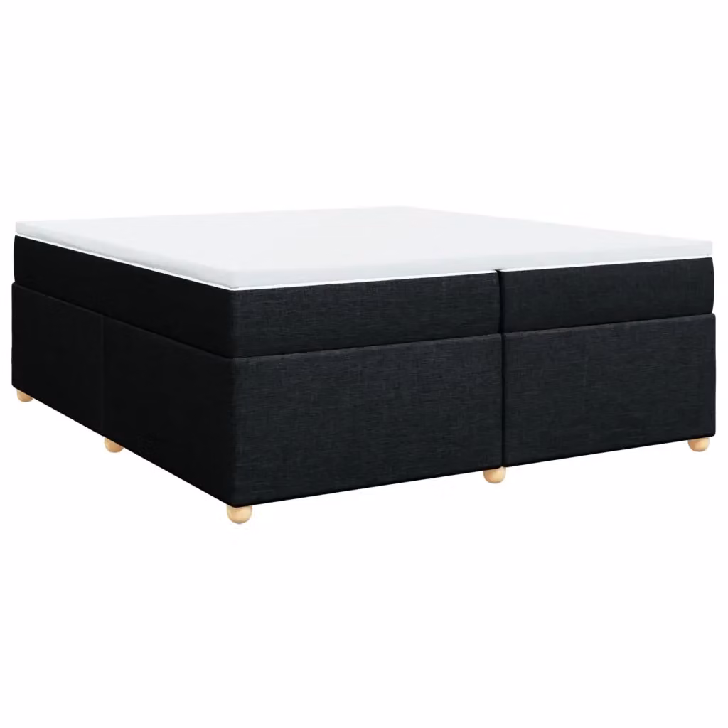 Letto Ibrido vidaXL con Giroletto a Molle e Materasso in Tessuto Nero e Bianco L/P: 200 x 200 cm – 2
