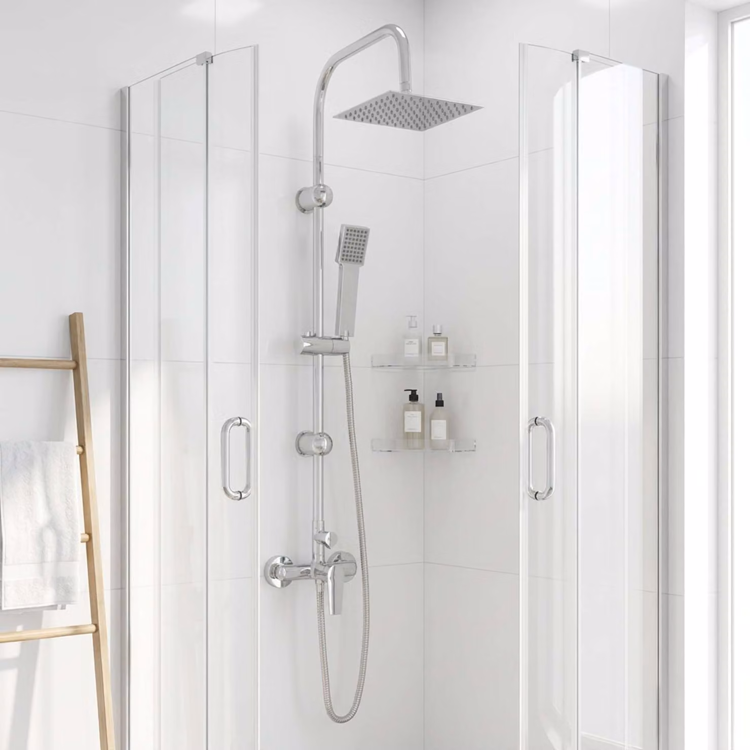 vidaXL Sistema Doccia Cromato Acciaio Inox 21 x 48 x 112 cm