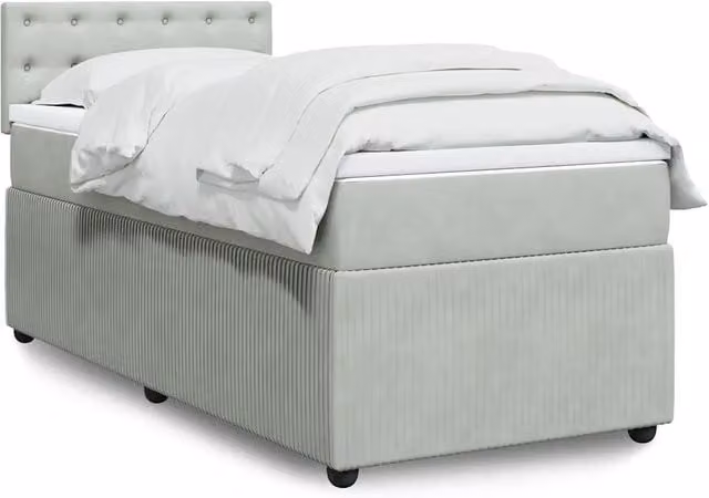 Letto Ibrido vidaXL con Materasso e Rivestimento in Velluto Grigio e Bianco L/P/H: 90 x 190 cm