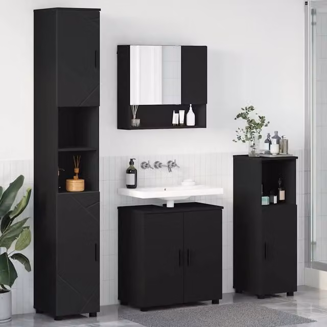 Set di mobili per il bagno 4 pz Nero 61 x 35 x 64 cm 3392964